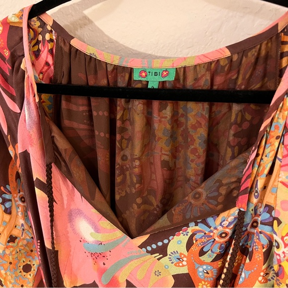 Tibi Silk Dress Floral Long Sleeve Boho Maxi Size 2 - Picture 4 of 7